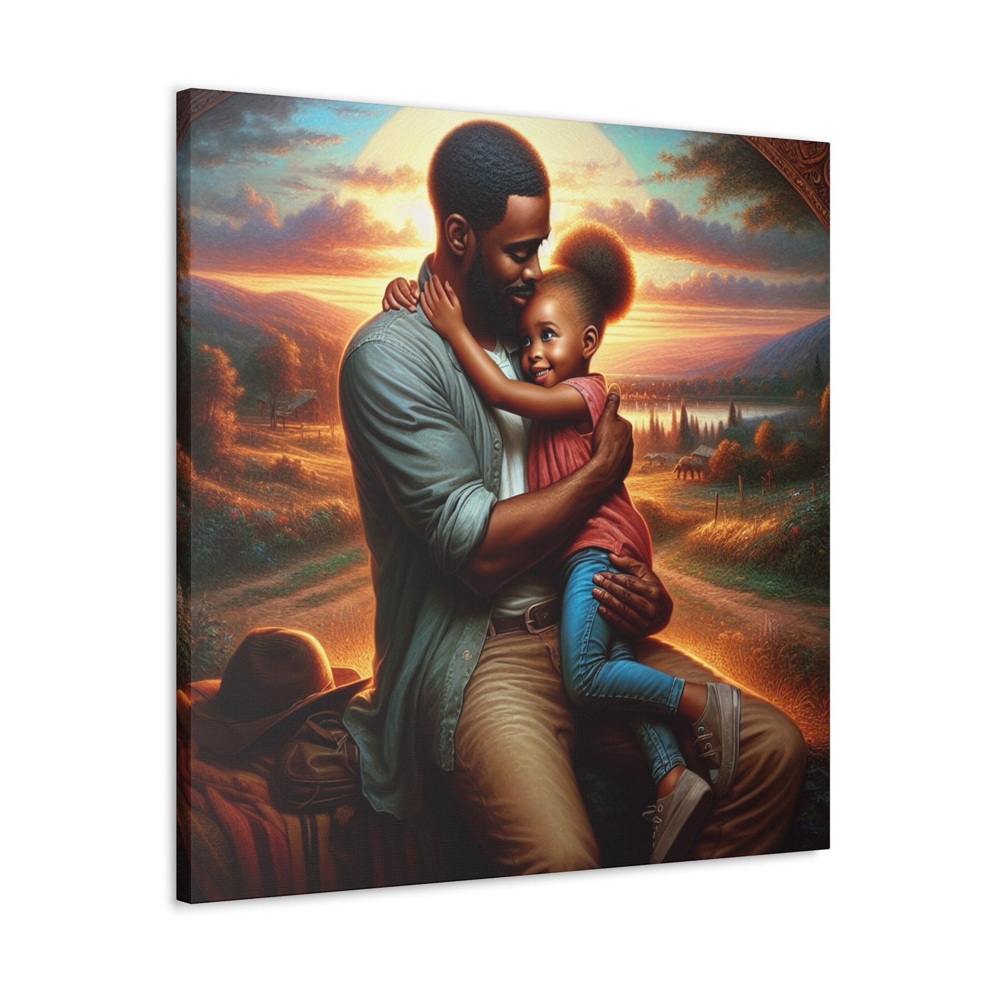 "Sunset Embrace: Father and Daughter" - Canvas - Authentic4Us