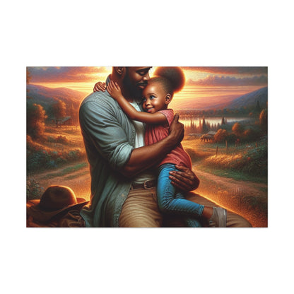 "Sunset Embrace: Father and Daughter" - Canvas - Authentic4Us