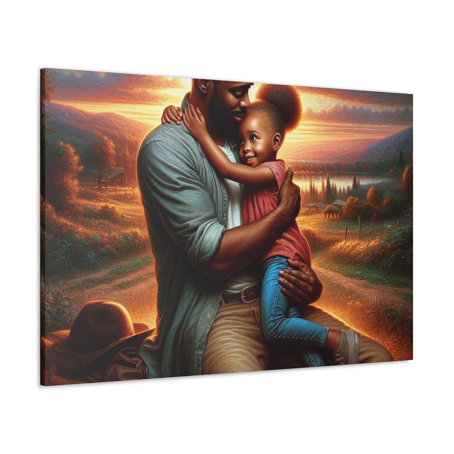 "Sunset Embrace: Father and Daughter" - Canvas - Authentic4Us