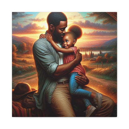 "Sunset Embrace: Father and Daughter" - Canvas - Authentic4Us