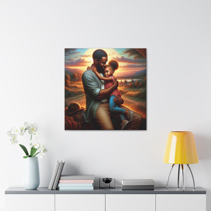 "Sunset Embrace: Father and Daughter" - Canvas - Authentic4Us