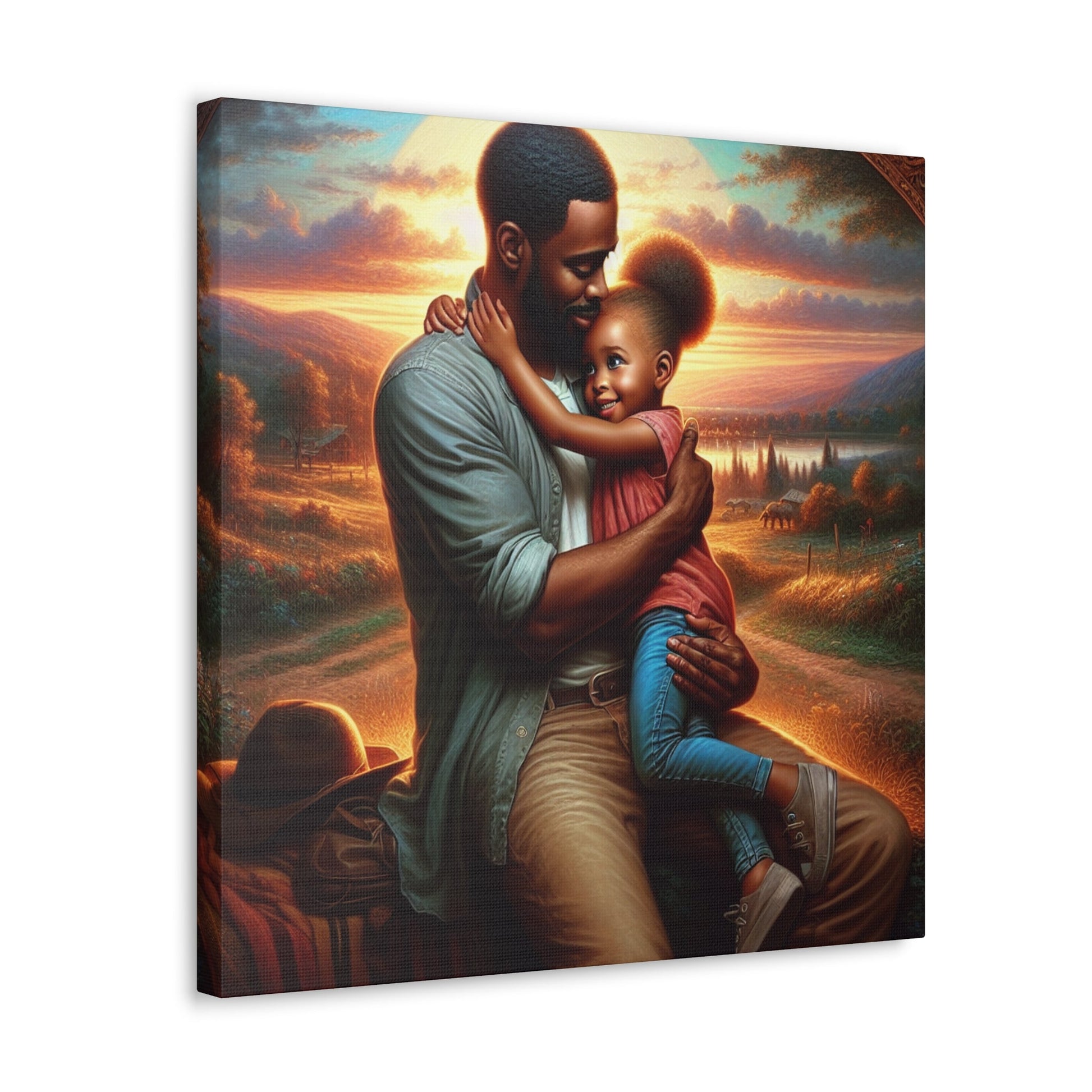 "Sunset Embrace: Father and Daughter" - Canvas - Authentic4Us