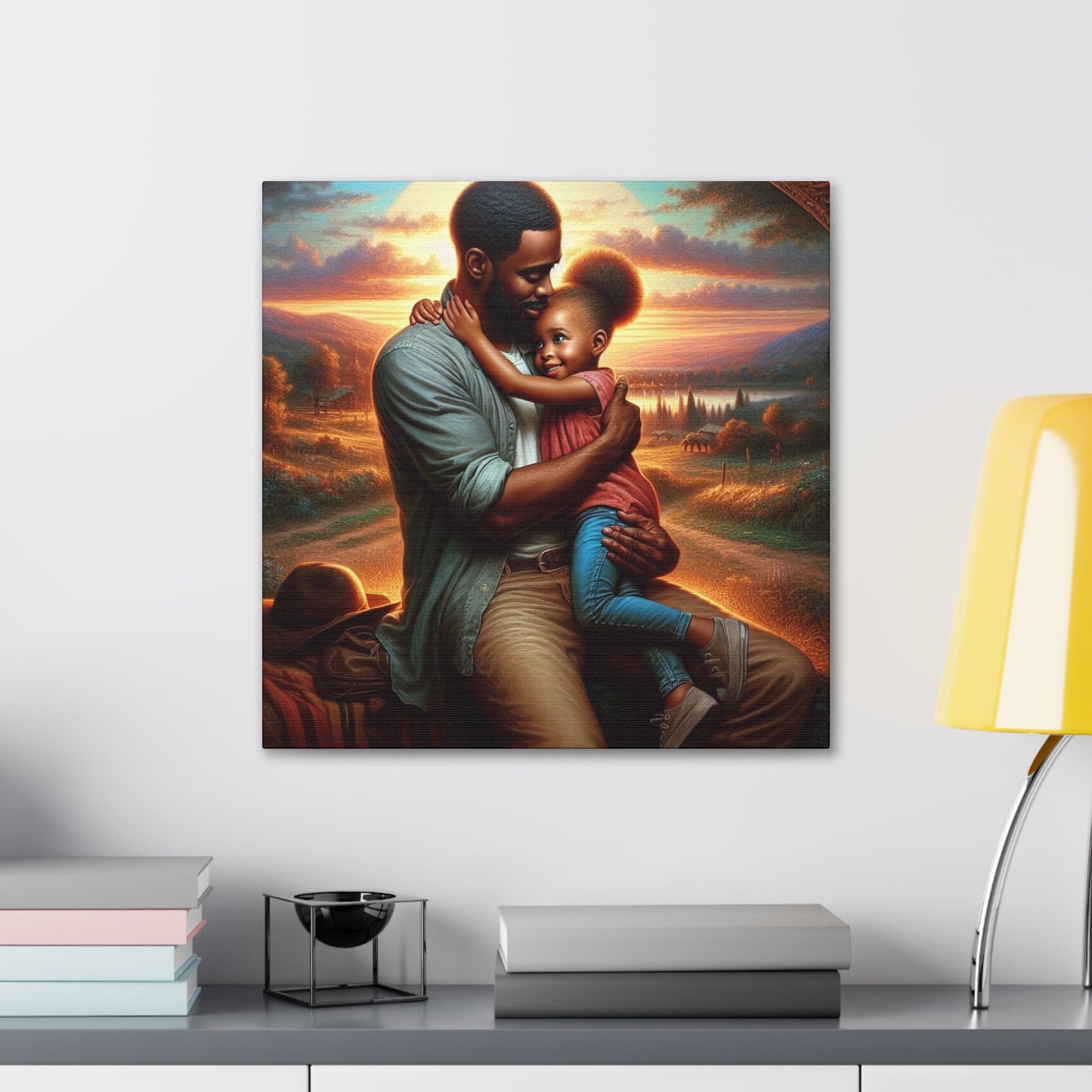 "Sunset Embrace: Father and Daughter" - Canvas - Authentic4Us