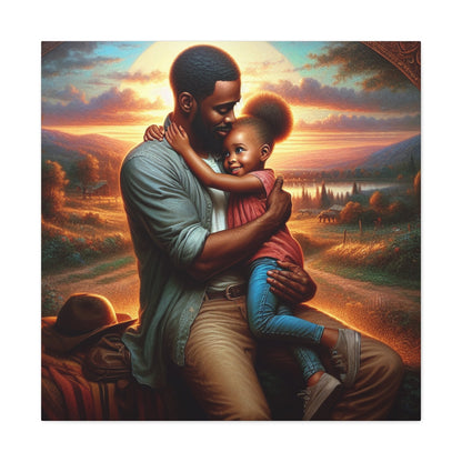 "Sunset Embrace: Father and Daughter" - Canvas - Authentic4Us