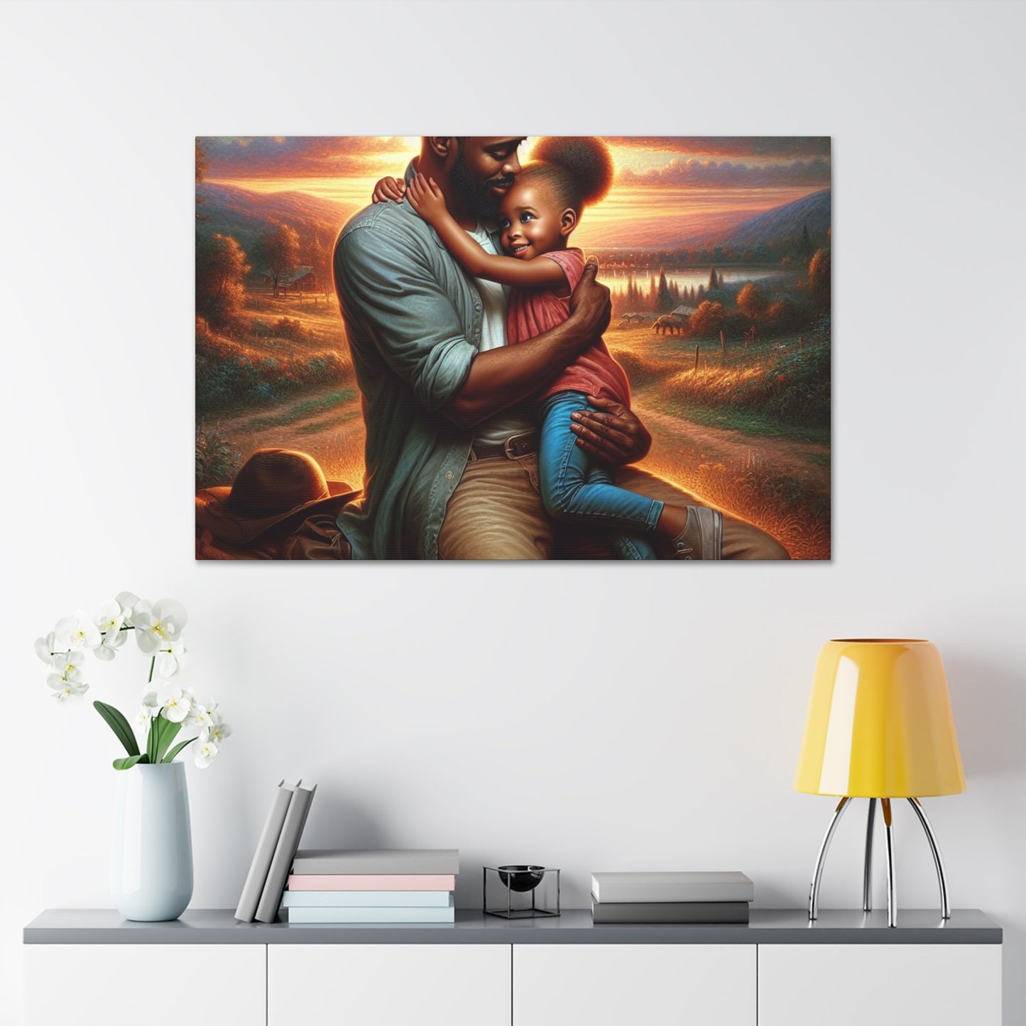 "Sunset Embrace: Father and Daughter" - Canvas - Authentic4Us