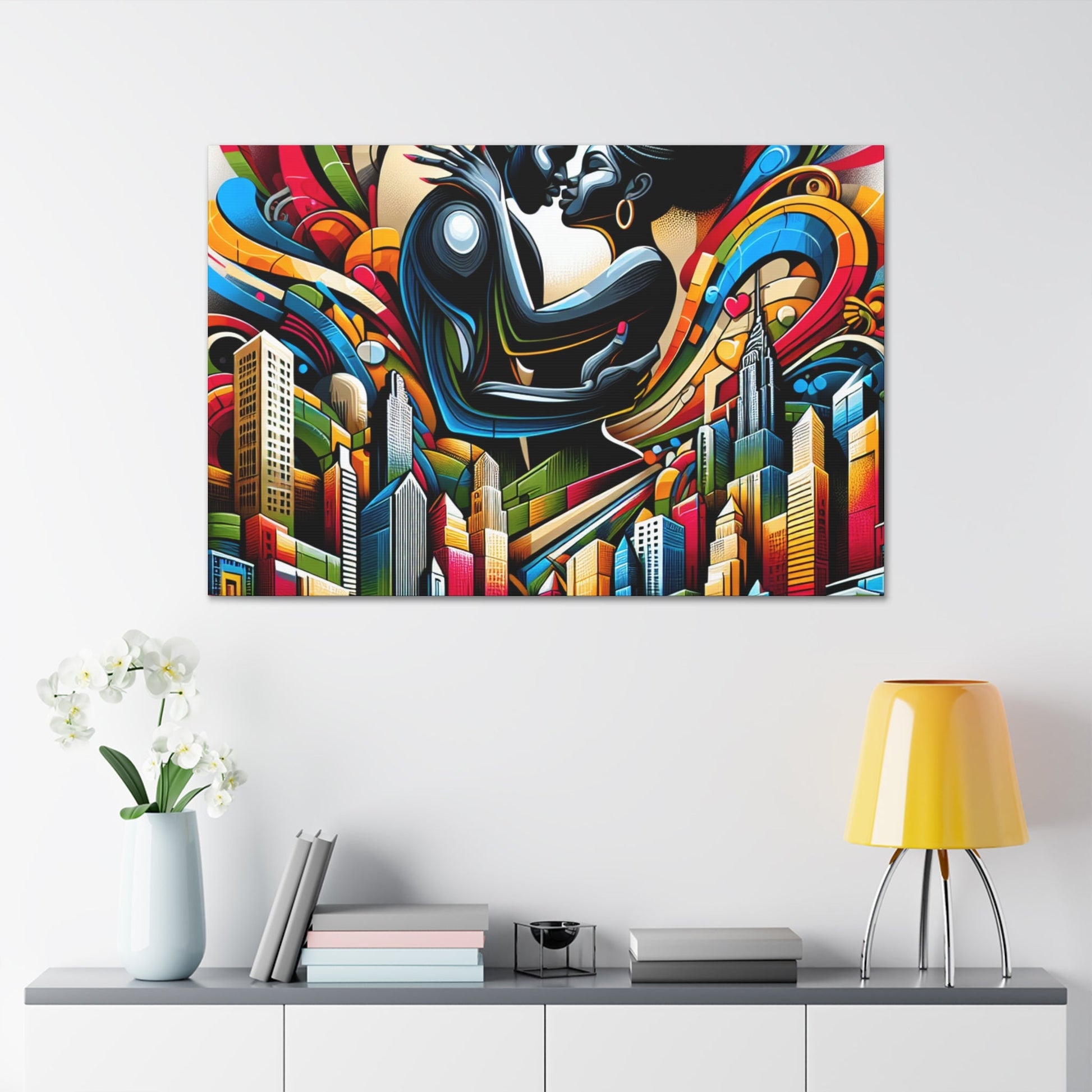 "Surreal Embrace in Urban Splendor" - Canvas - Authentic4Us