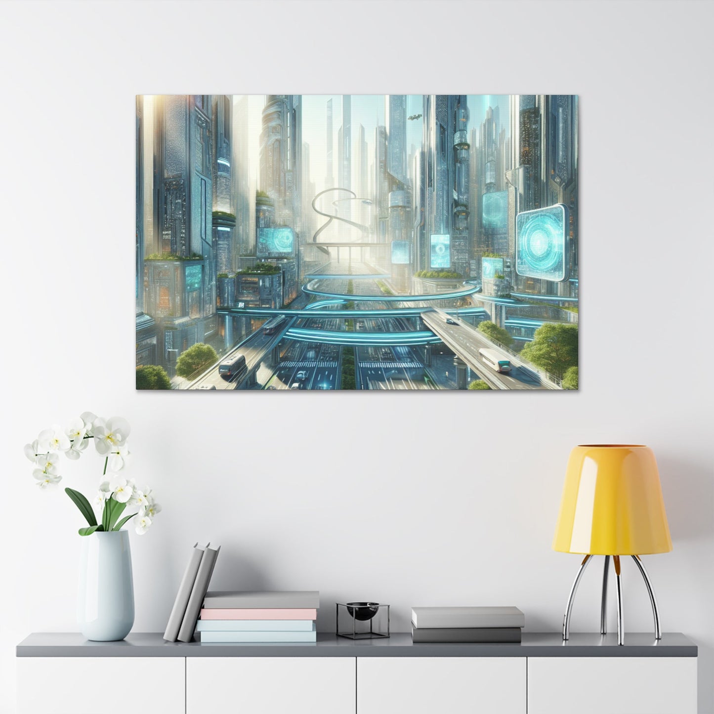 "Techno-Utopian City: Urban Harmony" - Canvas - Authentic4Us