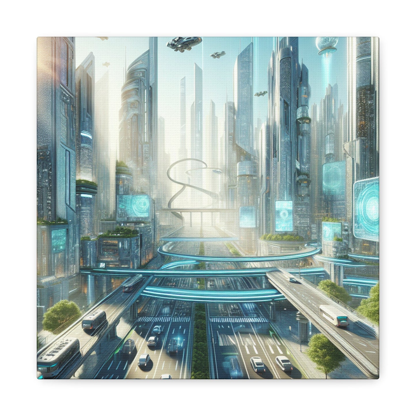 "Techno-Utopian City: Urban Harmony" - Canvas - Authentic4Us