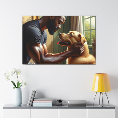 "Tender Bonds: Man and Dog" - Canvas - Authentic4Us