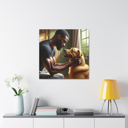 "Tender Bonds: Man and Dog" - Canvas - Authentic4Us