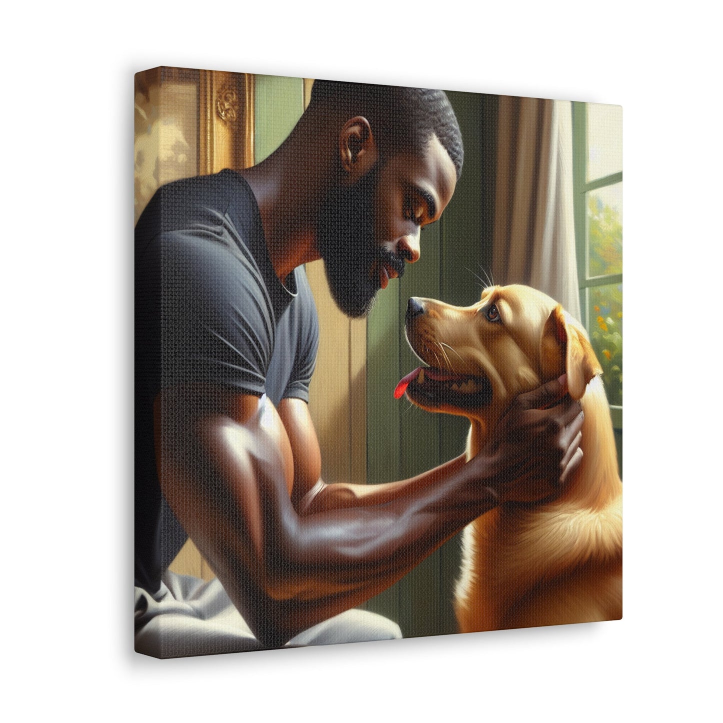 "Tender Bonds: Man and Dog" - Canvas - Authentic4Us