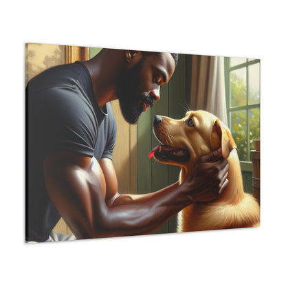 "Tender Bonds: Man and Dog" - Canvas - Authentic4Us