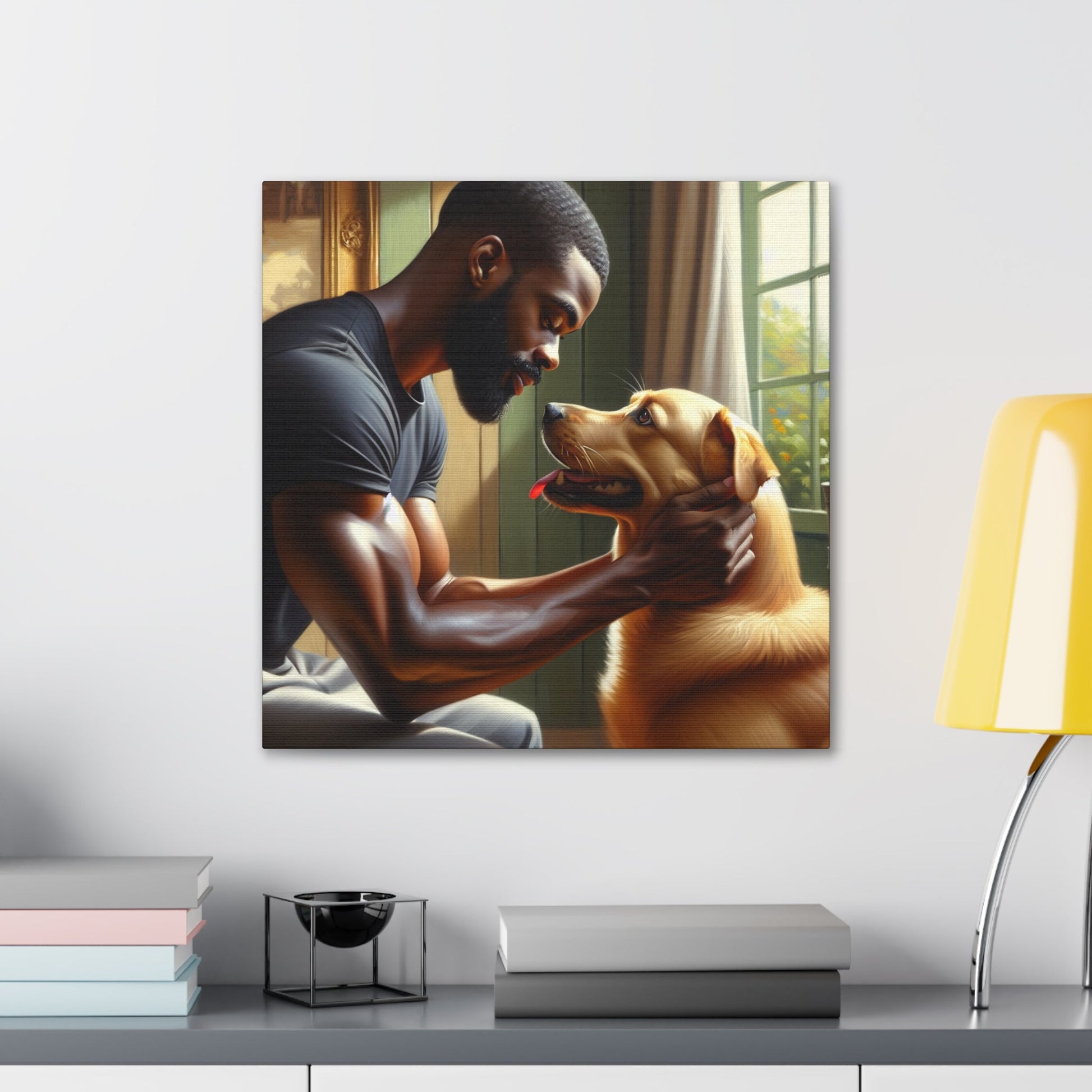 "Tender Bonds: Man and Dog" - Canvas - Authentic4Us