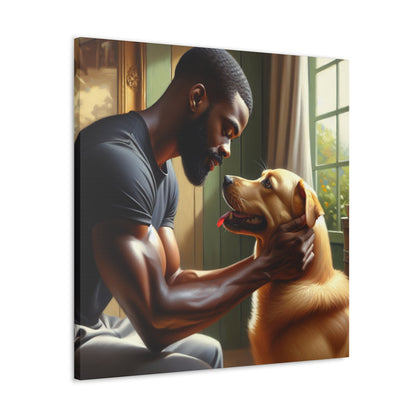 "Tender Bonds: Man and Dog" - Canvas - Authentic4Us