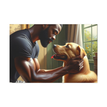 "Tender Bonds: Man and Dog" - Canvas - Authentic4Us