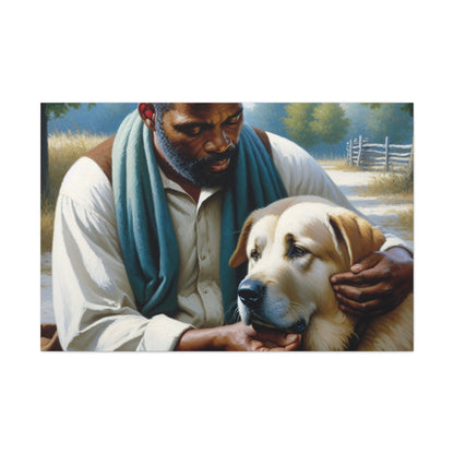 "Tranquil Companions: Man and Dog" - Canvas - Authentic4Us