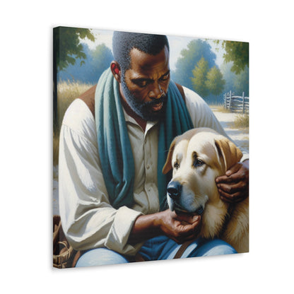 "Tranquil Companions: Man and Dog" - Canvas - Authentic4Us