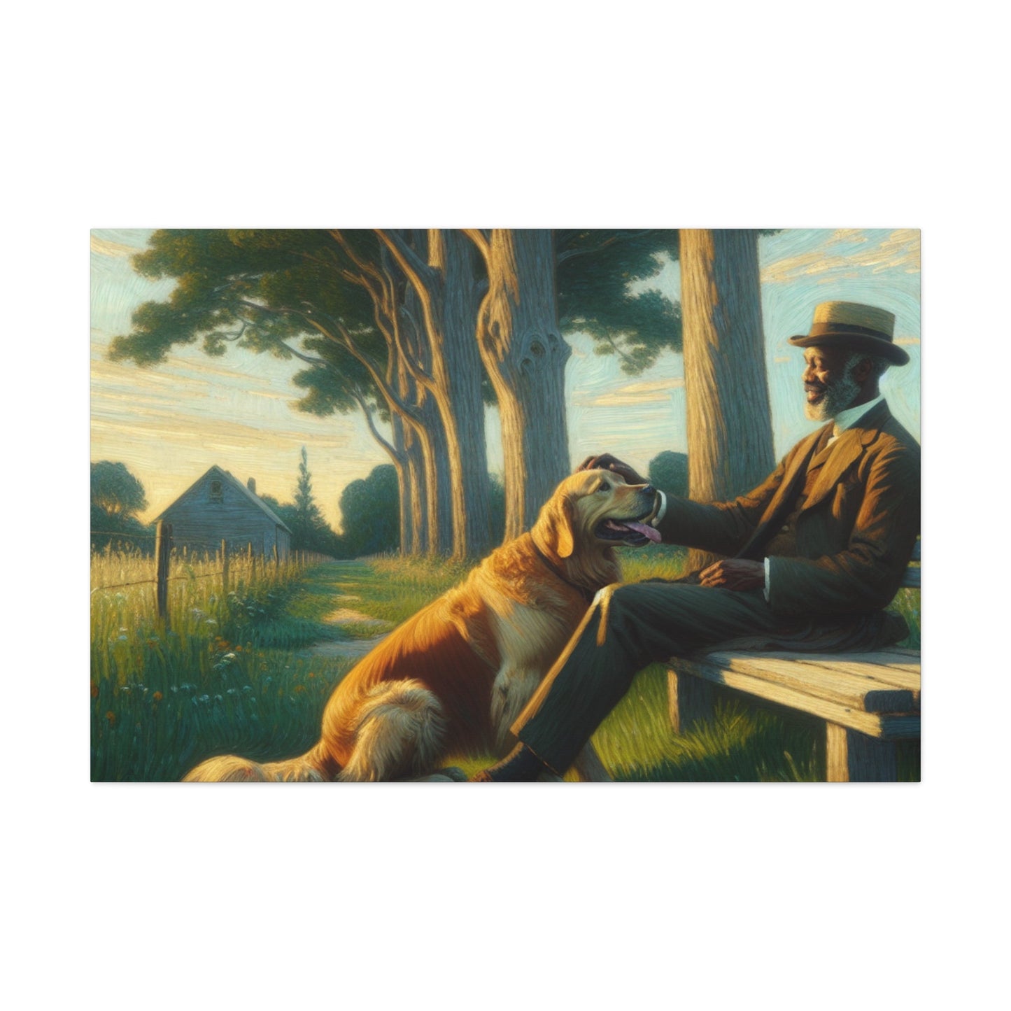 "Tranquil Moment: Man and Dog" - Canvas - Authentic4Us