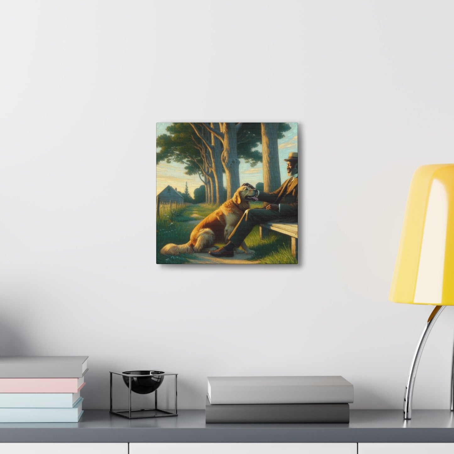 "Tranquil Moment: Man and Dog" - Canvas - Authentic4Us