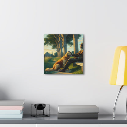 "Tranquil Moment: Man and Dog" - Canvas - Authentic4Us