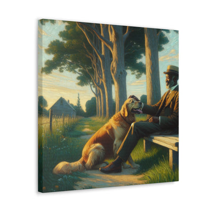 "Tranquil Moment: Man and Dog" - Canvas - Authentic4Us