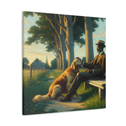 "Tranquil Moment: Man and Dog" - Canvas - Authentic4Us