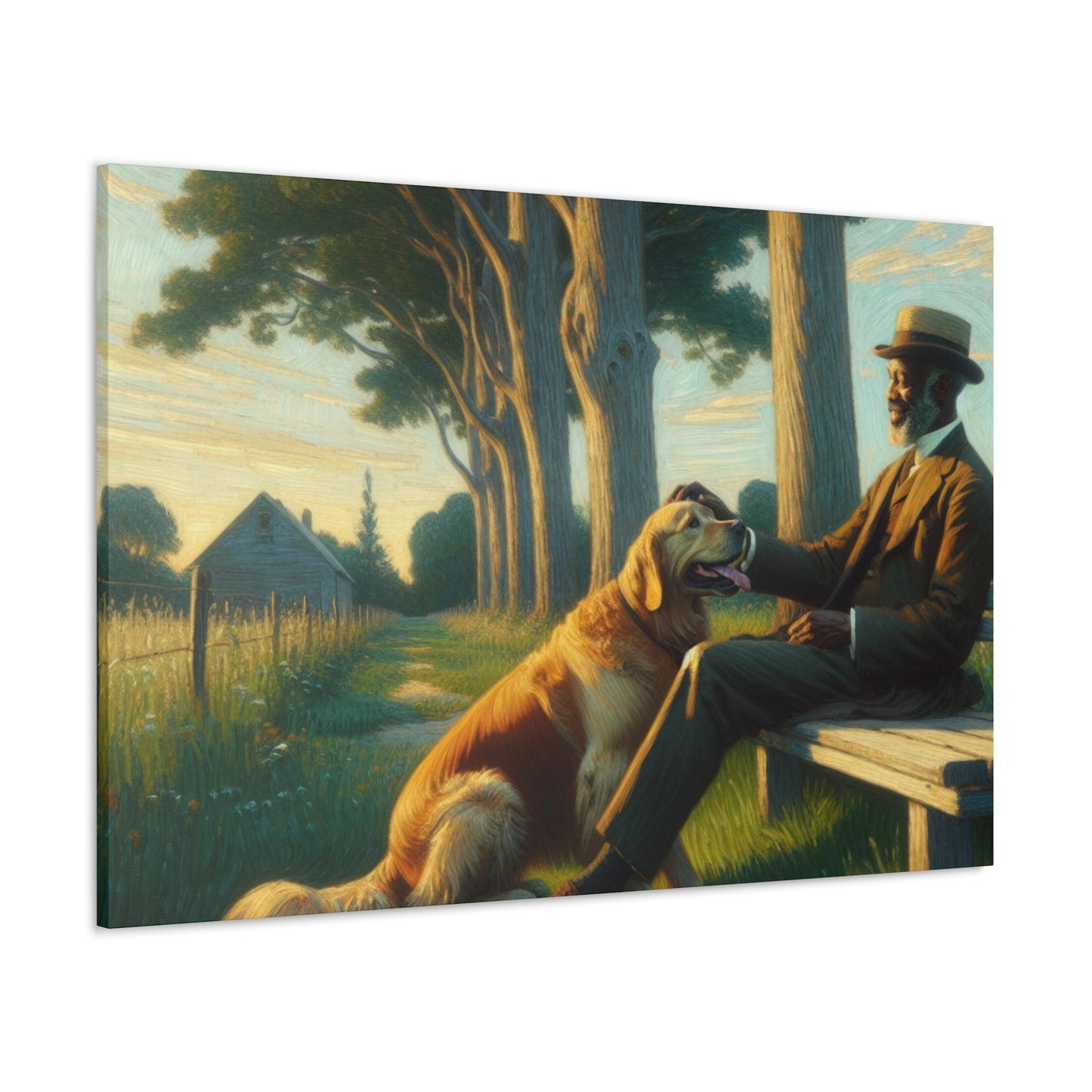 "Tranquil Moment: Man and Dog" - Canvas - Authentic4Us