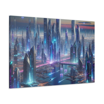 "Twilight Futuria: A Techno-Utopian Oasis" - Canvas - Authentic4Us