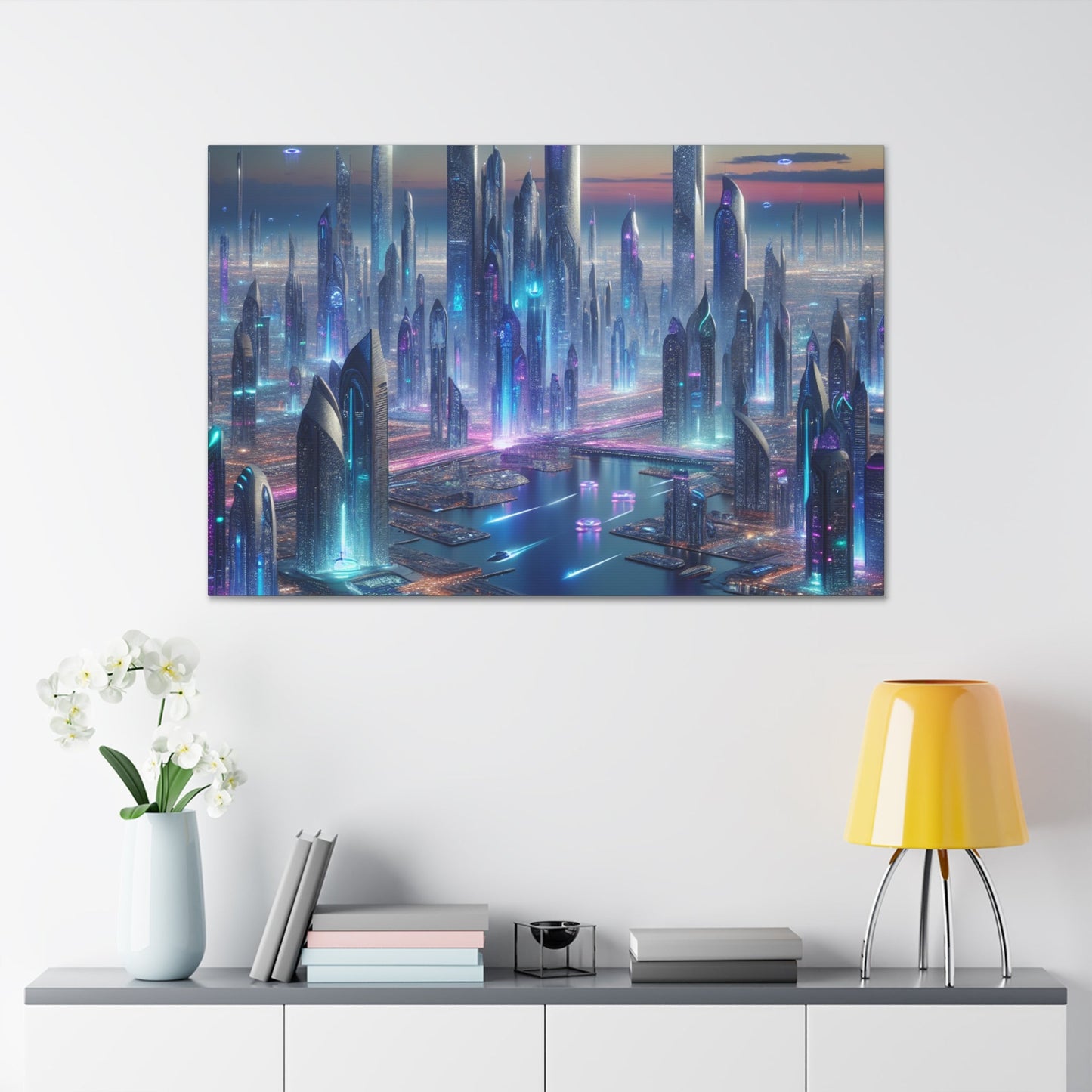 "Twilight Futuria: A Techno-Utopian Oasis" - Canvas - Authentic4Us