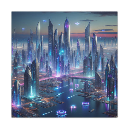 "Twilight Futuria: A Techno-Utopian Oasis" - Canvas - Authentic4Us