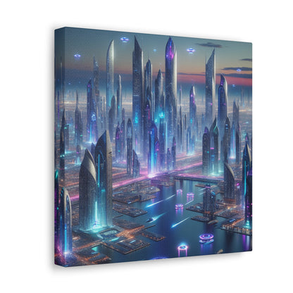 "Twilight Futuria: A Techno-Utopian Oasis" - Canvas - Authentic4Us