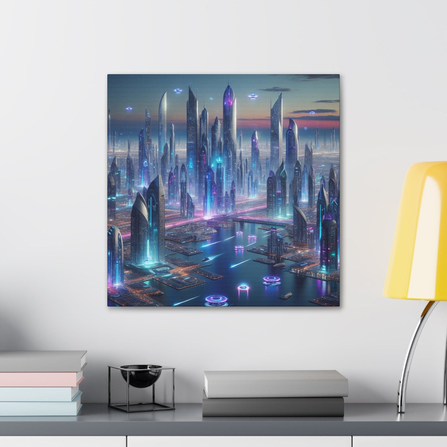 "Twilight Futuria: A Techno-Utopian Oasis" - Canvas - Authentic4Us