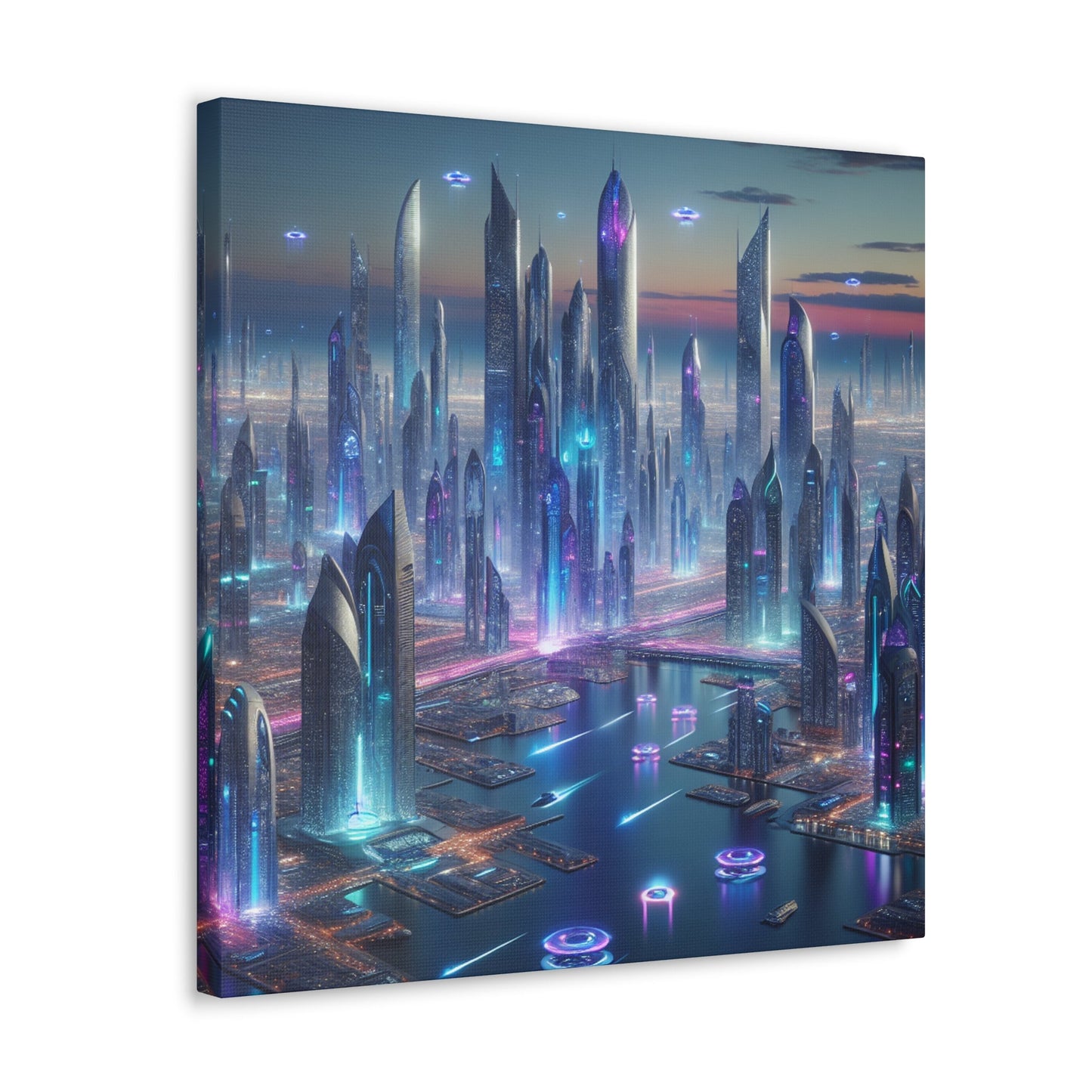 "Twilight Futuria: A Techno-Utopian Oasis" - Canvas - Authentic4Us