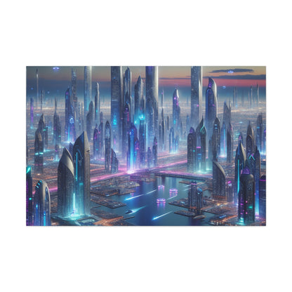 "Twilight Futuria: A Techno-Utopian Oasis" - Canvas - Authentic4Us