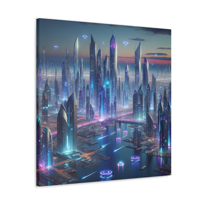 "Twilight Futuria: A Techno-Utopian Oasis" - Canvas - Authentic4Us