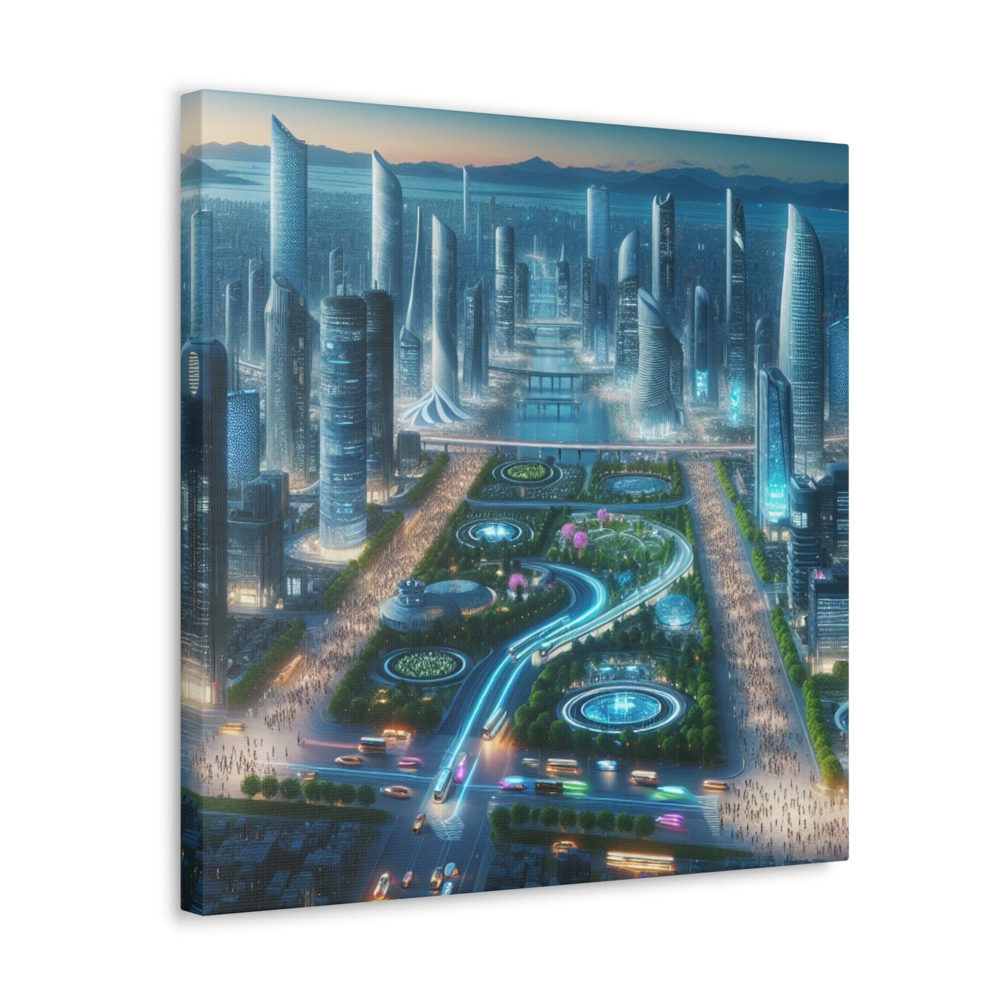 "Twilight Futuristic City Scape" - Canvas - Authentic4Us