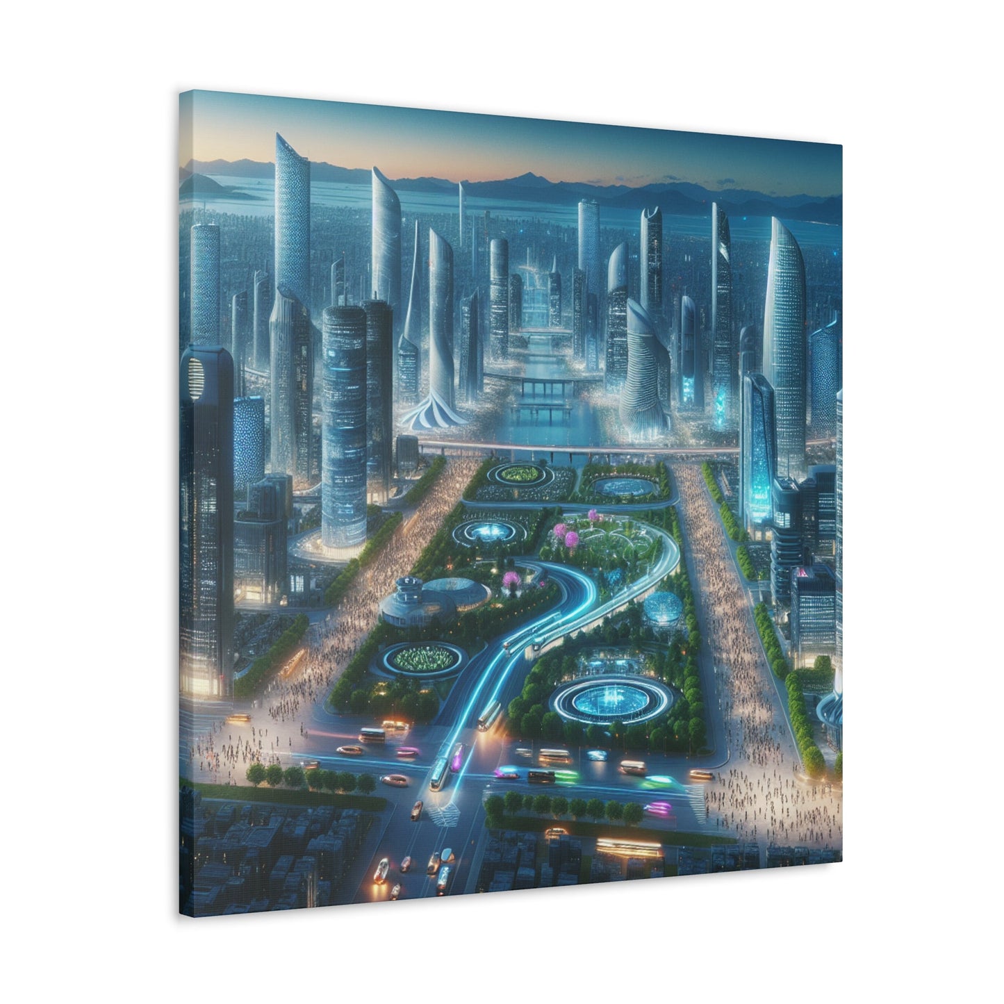 "Twilight Futuristic City Scape" - Canvas - Authentic4Us