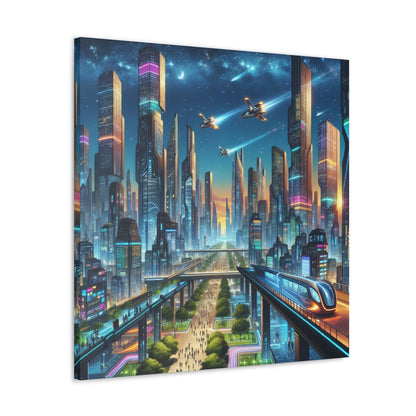 "Twilight Futuristic City Scape" - Canvas - Authentic4Us