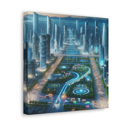 "Twilight Futuristic City Scape" - Canvas - Authentic4Us