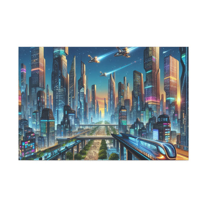 "Twilight Futuristic City Scape" - Canvas - Authentic4Us