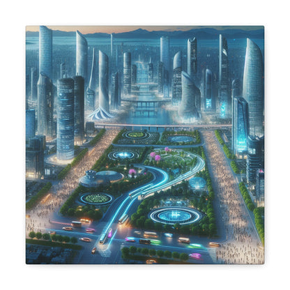 "Twilight Futuristic City Scape" - Canvas - Authentic4Us