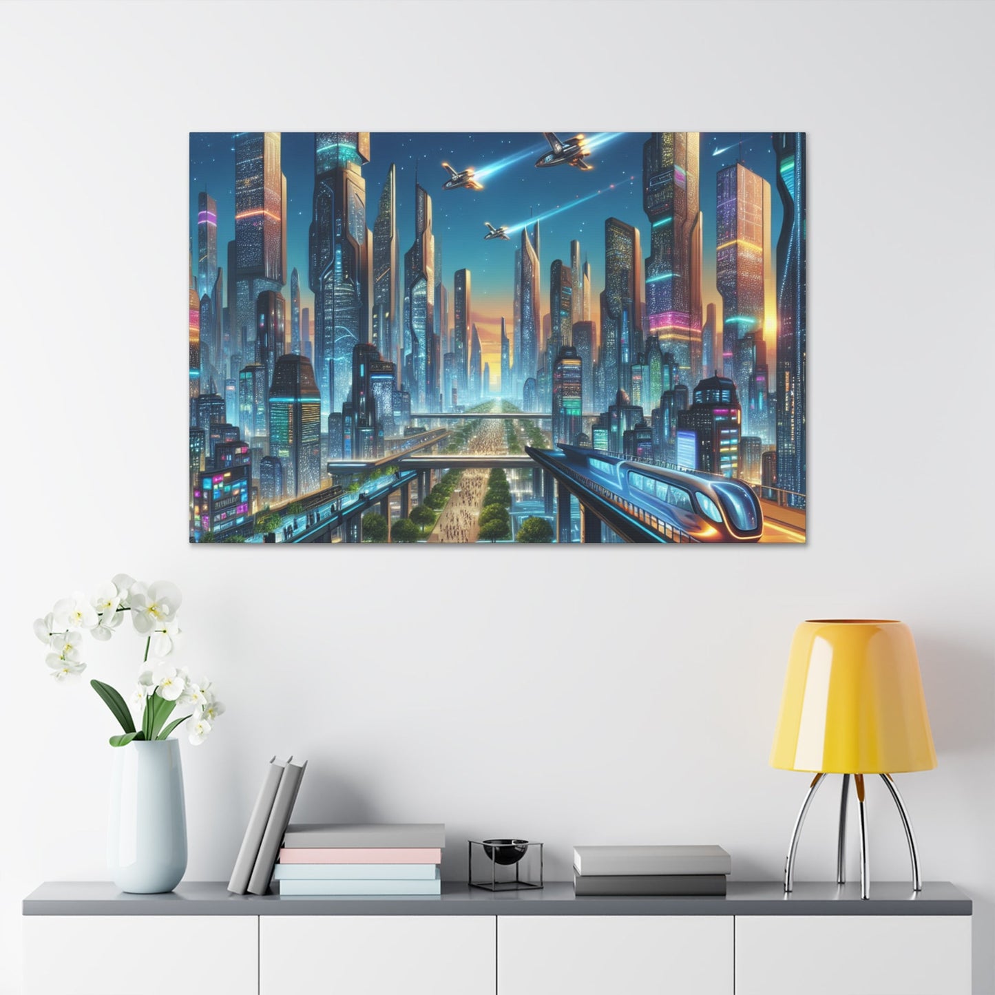 "Twilight Futuristic City Scape" - Canvas - Authentic4Us