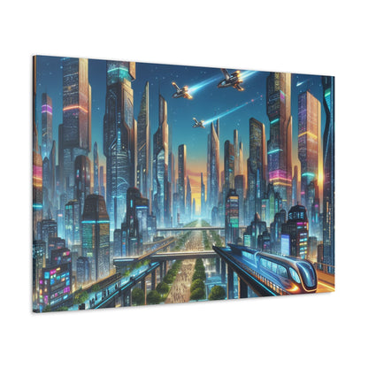 "Twilight Futuristic City Scape" - Canvas - Authentic4Us