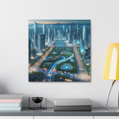 "Twilight Futuristic City Scape" - Canvas - Authentic4Us