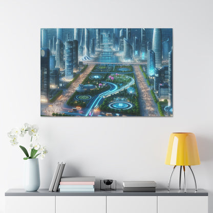 "Twilight Futuristic City Scape" - Canvas - Authentic4Us