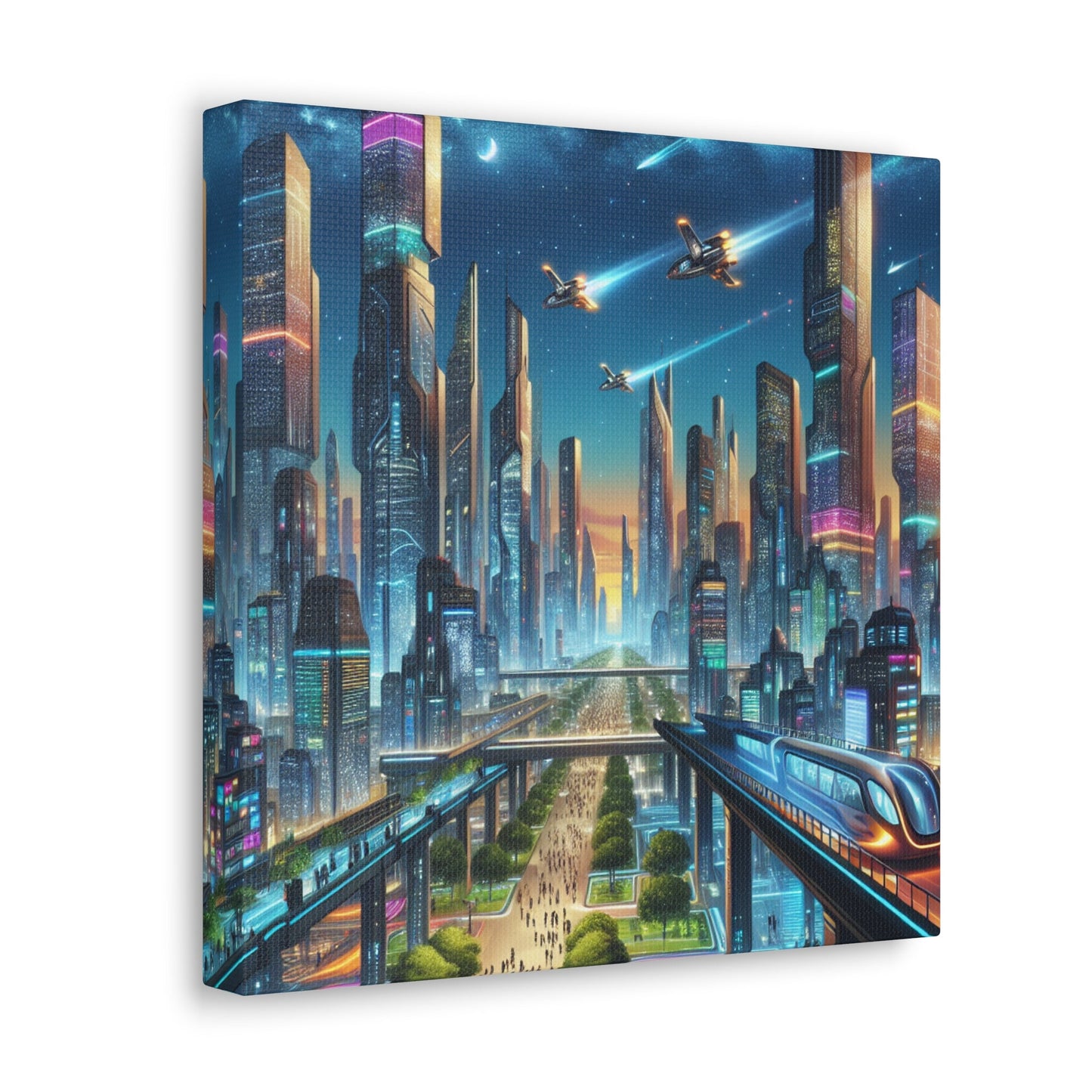 "Twilight Futuristic City Scape" - Canvas - Authentic4Us