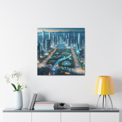 "Twilight Futuristic City Scape" - Canvas - Authentic4Us