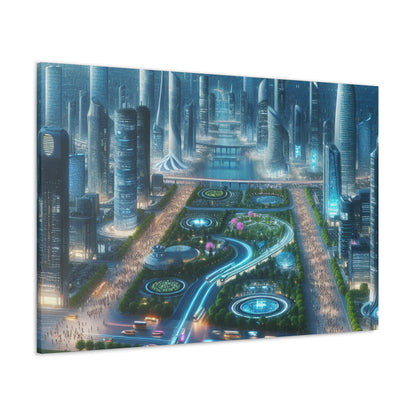 "Twilight Futuristic City Scape" - Canvas - Authentic4Us