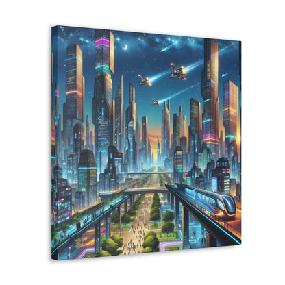 "Twilight Futuristic City Scape" - Canvas - Authentic4Us