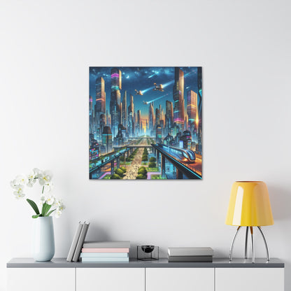 "Twilight Futuristic City Scape" - Canvas - Authentic4Us